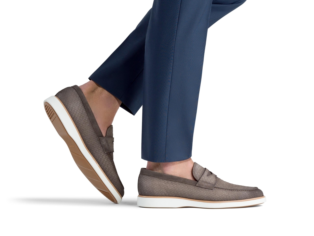 The Lalo Woven Grey Suede pairs well with navy pants