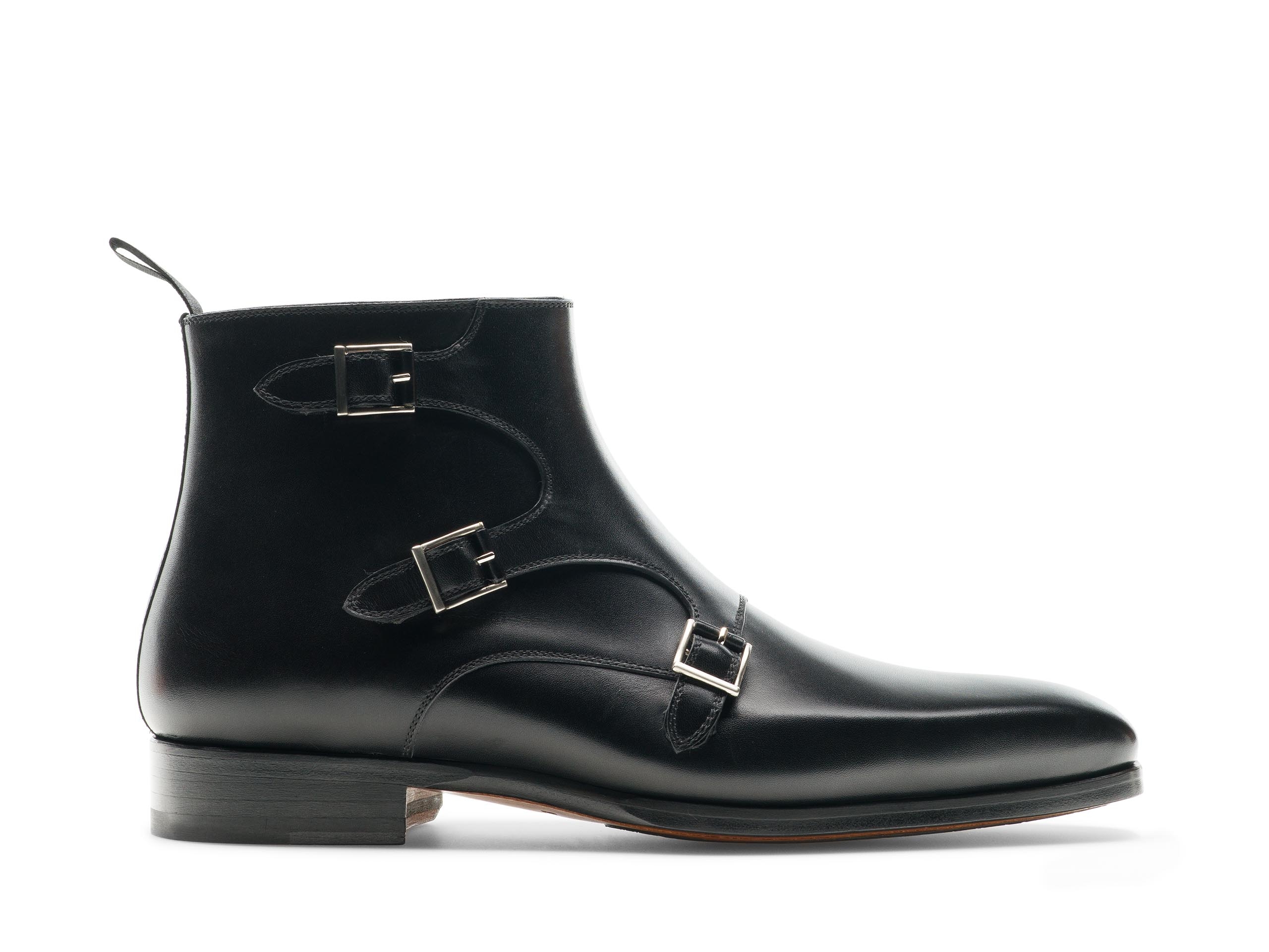 Buckle Boot Elegance: Magnanni Leather Monk Strap Buckle Boots