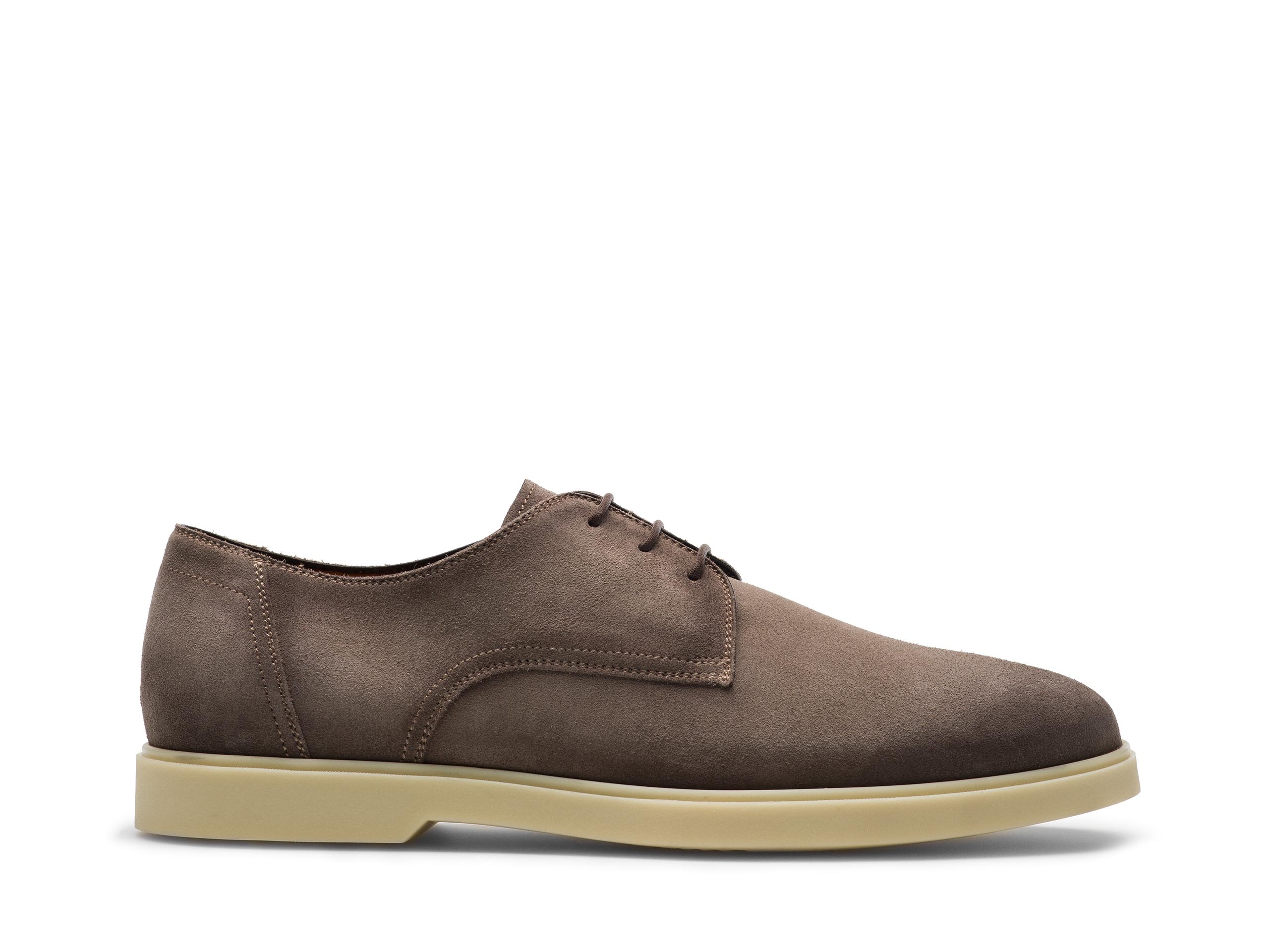 Side of the Princeton Taupe Suede