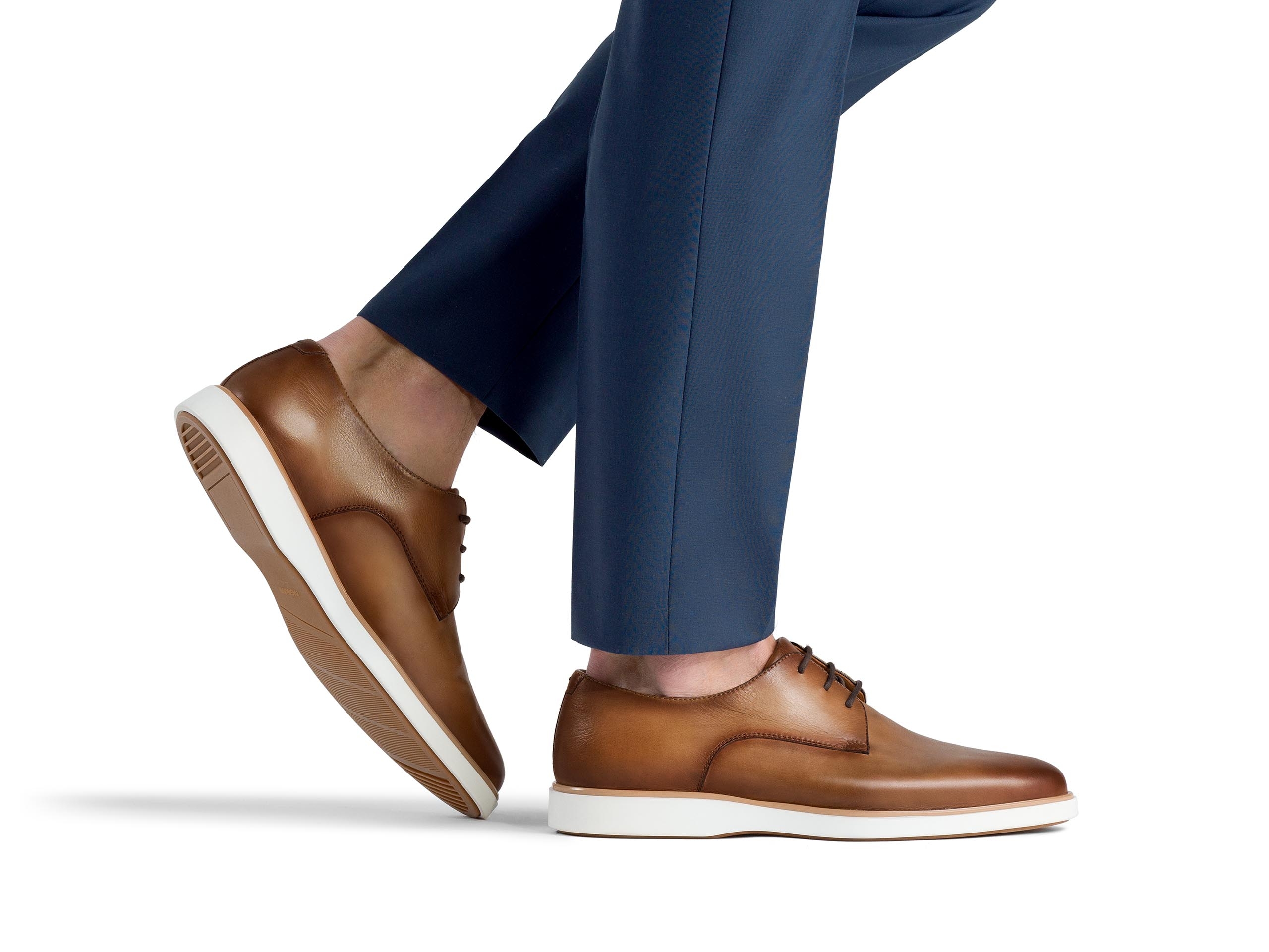 The Leone Brown pairs well with navy dress pants